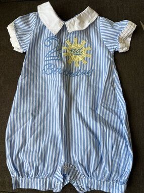 Striped Blue "2nd Birthday" Jon Jon